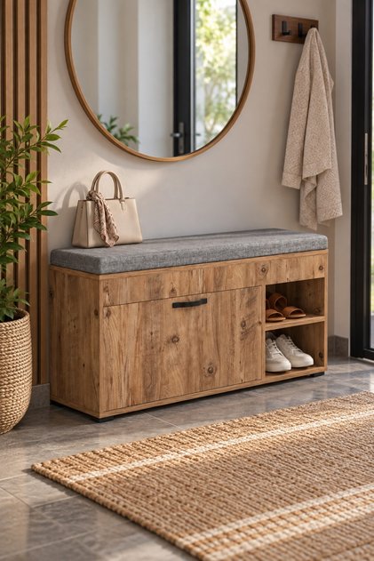 Minderli Ayakkabılık ve Bench Dolap - Atlantik Çam