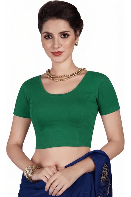 Premium Stretch Cotton Saree Blouse – Ready-to-Wear, Pull-On Style (Fits Sizes M & L)