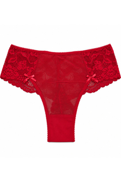 Plus Size Floral Lace Bow Detailed Stretchy Women's Panties