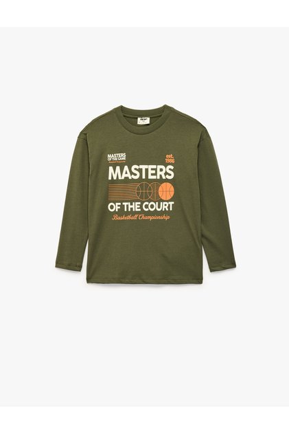 Cotton Printed Crew Neck Long Sleeve Oversize T-Shirt