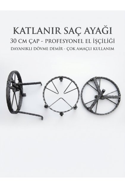 Sac Ayağı Ocak Katlanır 30 x 30 Cm Kalın Demir Dayanıklı