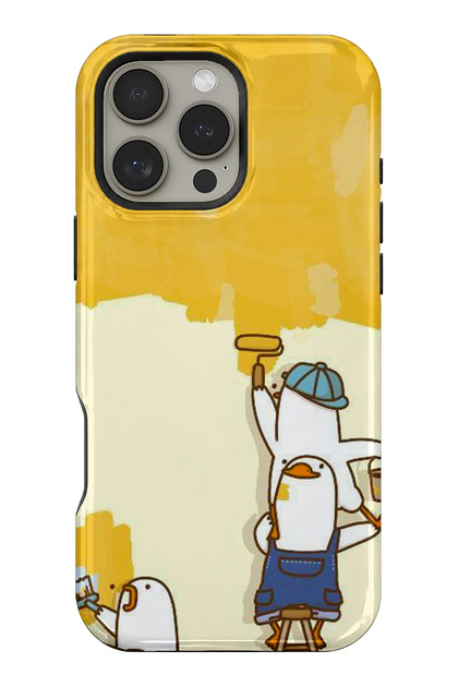 Compatible with iPhone 16 Pro Max - Painter Ducks, Dual Layer Tough Cover, Glossy Surface Protective Case