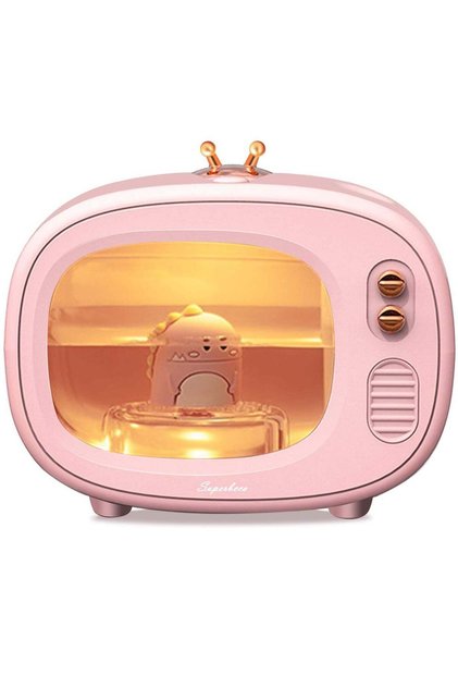 Mini USB Cool Mist Animal Humidifier with LED Nightlight,400ml Portable Desktop Humidifier,Pink