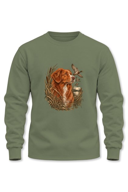 Nature and Dog Printed Long Sleeve 3 Thread Threaded Hunter Sweatshirt