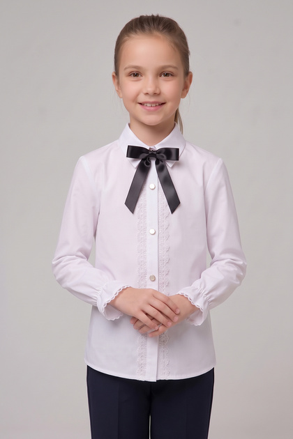 Girl's Black Bow Lace White Long Sleeve Shirt 23 April 29 October Show Outfit