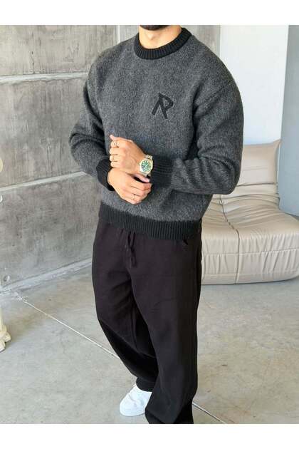R Written Premium Washed Textured Oversize Knitwear