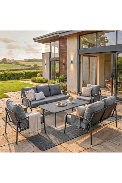 VINEZIA OUTDOOR SOFA SET 3+2+1+1+COFFEE TABLE -DARK GREY