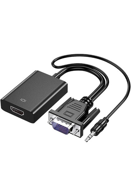 محول VGA إلى HDMI مع صوت، كابل VGA إلى HDMI بدقة 1080 بكسل، مناسب لأجهزة الكمبيوتر المكتبية والمحمولة وأجهزة العرض