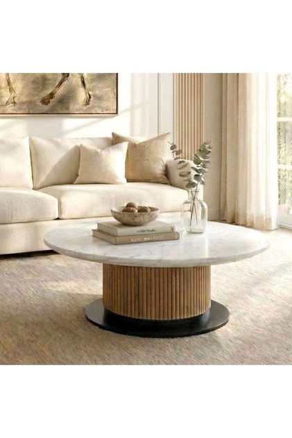 MEGAN COFFEE TABLE MARBLE - WHITE & NATURAL