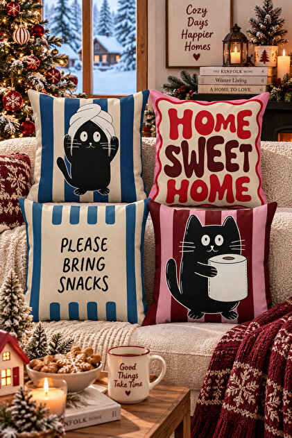 Double-Sided Printed 4-Piece Throw Pillow Cover Set 6Eld22