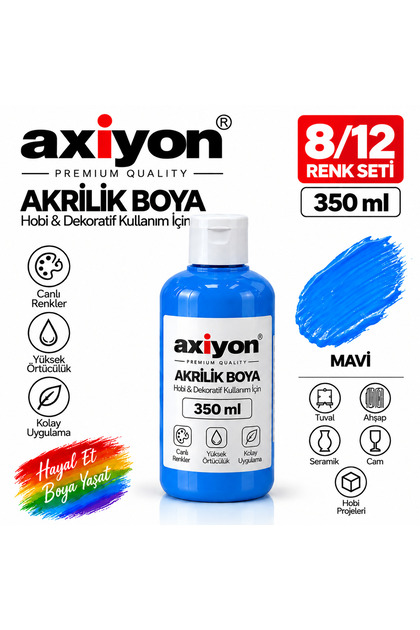 art Akrilik Boya 350 ml Mavi – Su Bazlı Hobi ve Dekoratif Boya