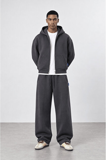 Men's Basic Panda Oversize Zip Smoked