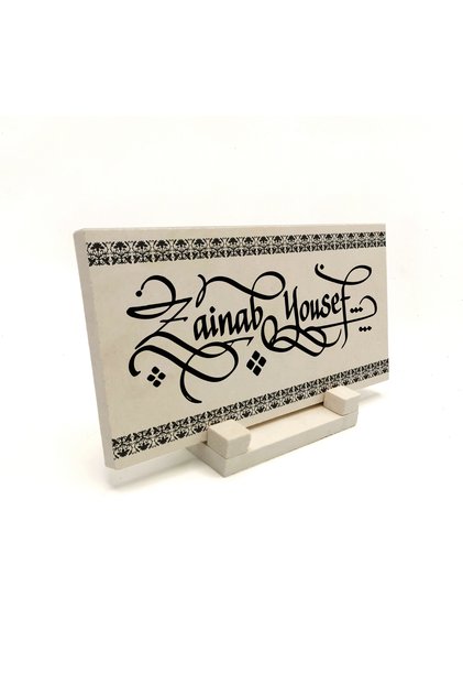 Name Can Be Written, Natural Stone Desktop with Illuminated Pattern Print