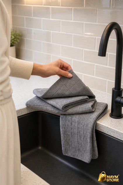 ( 3 Pieces ) Microfiber Kitchen Cleaning Cloth 40*40 Cm Stain Resistant Odor Resistant