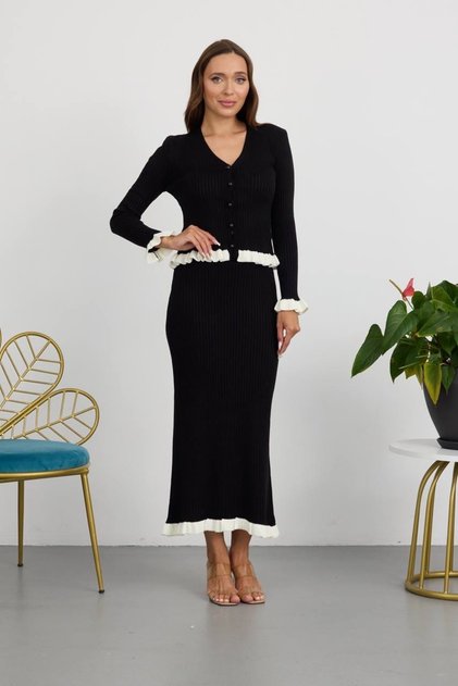 Stylish Button Detailed Knitwear Dress