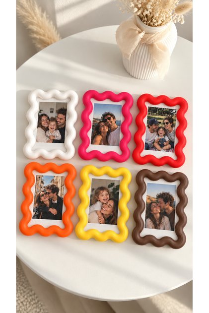 6’lı Renkli Dalgalı Mini Fotoğraf Çerçevesi Seti 7 x 10 cm Dekoratif Çerçeve