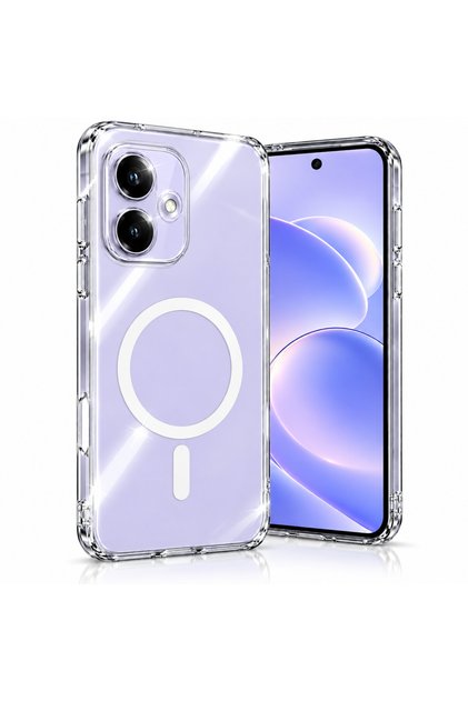 Redmi Note 17 5G ile Uyumlu Crystal Clear MagSafe Şeffaf Kılıf, Manyetik Wireless Şarj Destekli, Sert Plastik Arka Kapak, Kamera Lens Korumalı, İnce ve Darbe Koruyucu Tasarım