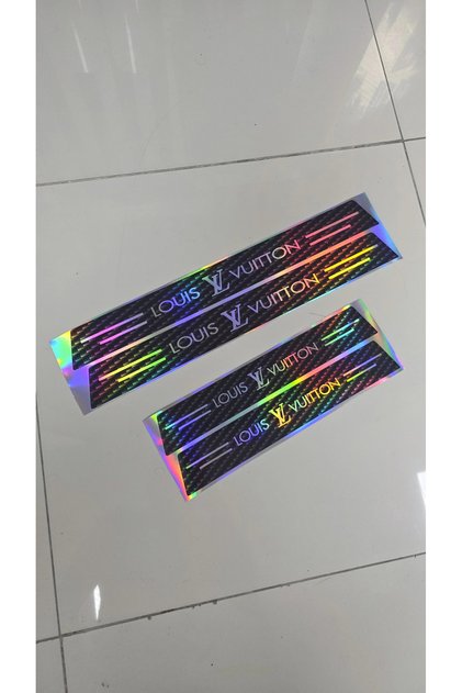 Louis XL Car Door Sill Sticker 4 Piece Set – Hologram Carbon Pattern 2 Front 2 Rear – 50 cm / 35 cm
