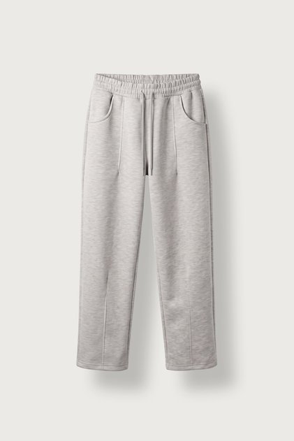 Men's Baggy Fit Scuba Sweatpants with Front Stitching Detail, Gray Melange