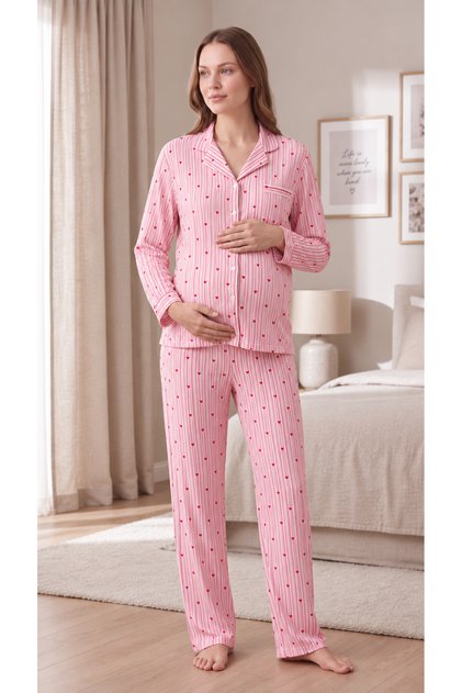 Likapa Front Buttoned Maternity Long Sleeve Pajama Set