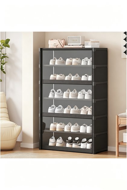Dustproof Shoe Cabinet with PET Flip Door, Non-woven Fabric Shoe Rack, 7 Tiers Large Capacity Shoe Storage Organizer for Entryway Home