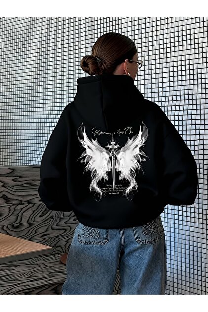 Gothic Graphic Oversize Zippered Unisex Hooded Cardigan
