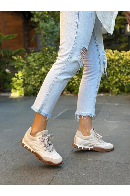 Cream Fabric Beaded Kadun Casual Sport Ravello