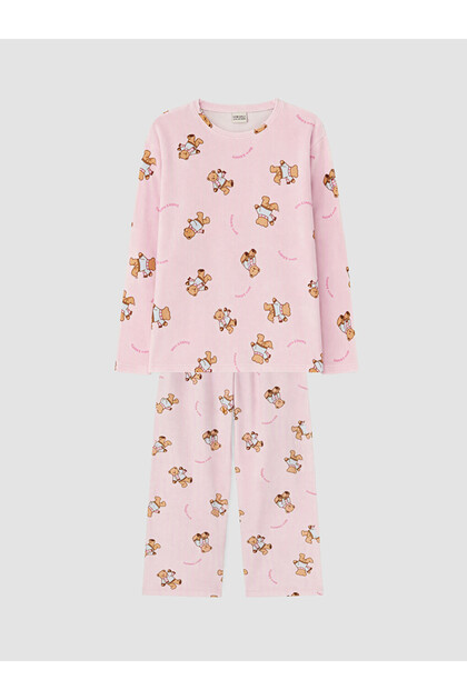 Quality Pieces Embroidered Girls' Velvet Pajama Set from Çelebi Store