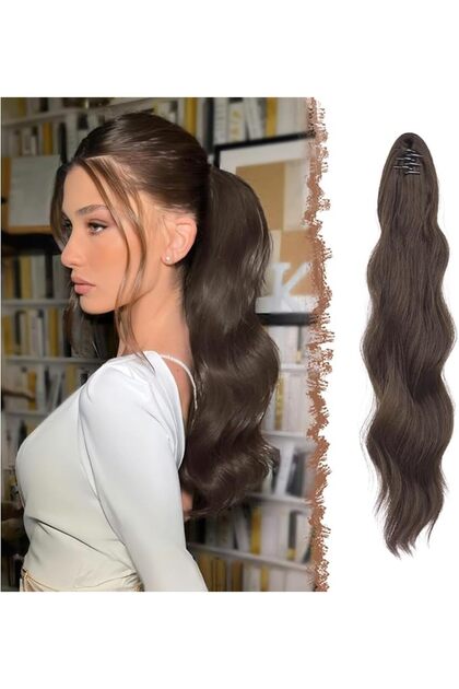 Ponytail Extensions 17.7 inch Long Wave Ponytail Claw Clip in Pony Tail Hair Extensions Wavy Ponytai