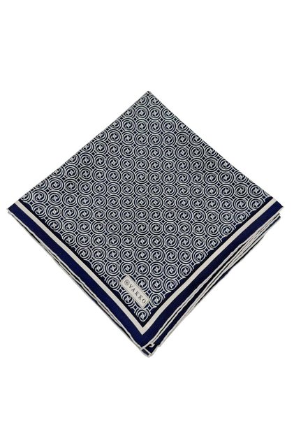 Twill İpek Eşarp - Helezon Monogram - Lacivert Krem