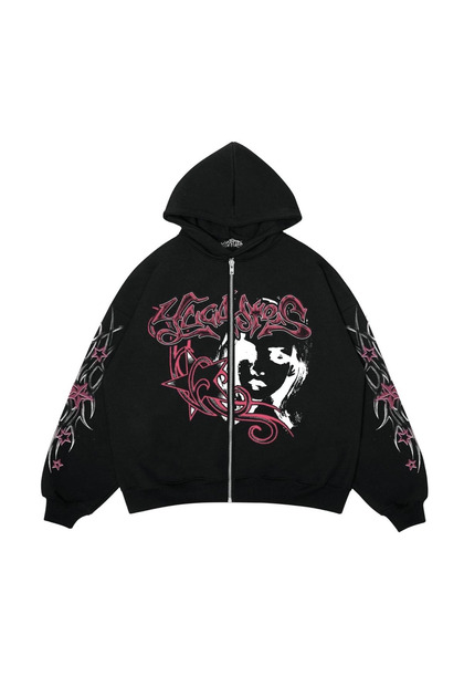 Tribal Stars Gothic Black Cardigan