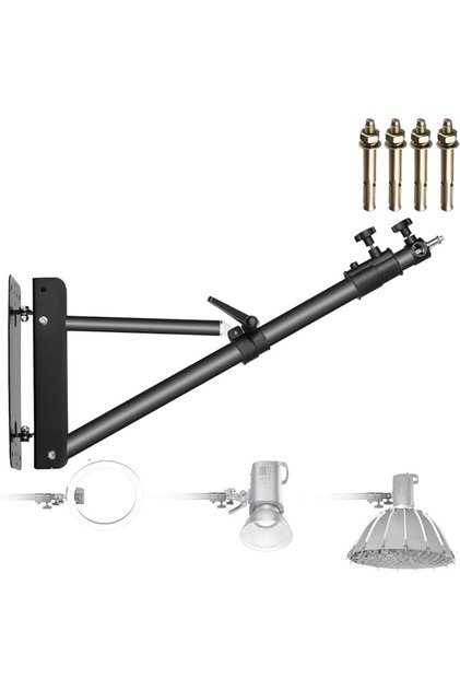 Wall Mounting Boom Arm with Triangle Base for Photography Studio Video Strobe Light Monolight