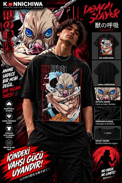 Demon Slayer Akaza Tanjiro Nezuko Zenitsu Inosuke Sanemi Printed Black T-Shirt Tee Tshirt – Anime Crew Neck