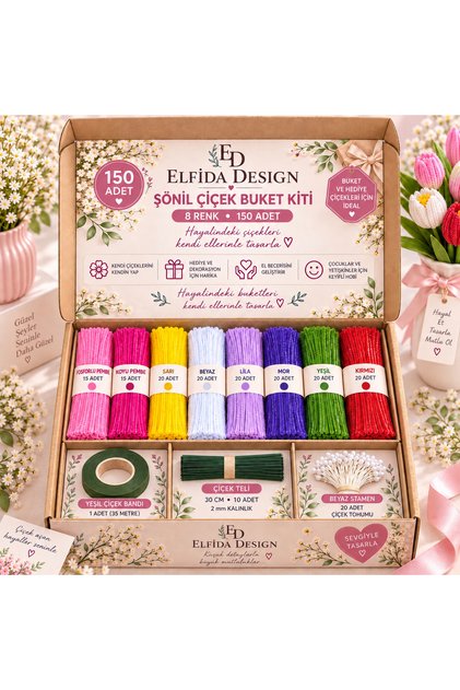 Şönil Yaratıcılık Kiti – 8 Renk / 150 Adet