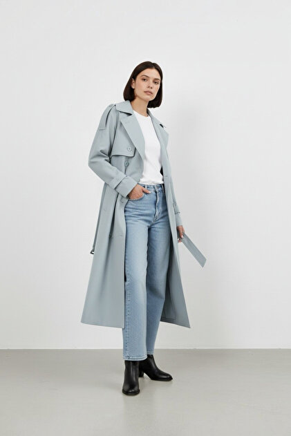 Düğme Detaylı Oversize Trençkot