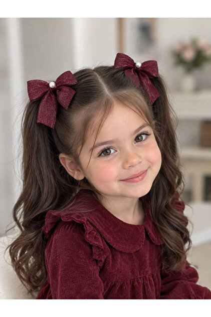 Pearlized Burgundy Ribbon Clip Buckle Set
