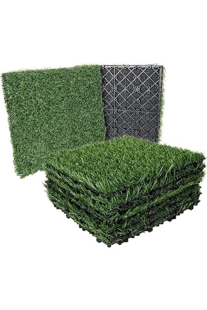 Premium Artificial Grass Tiles - Interlocking Indoor & Outdoor Grass Mats, Weatherproof & Ec