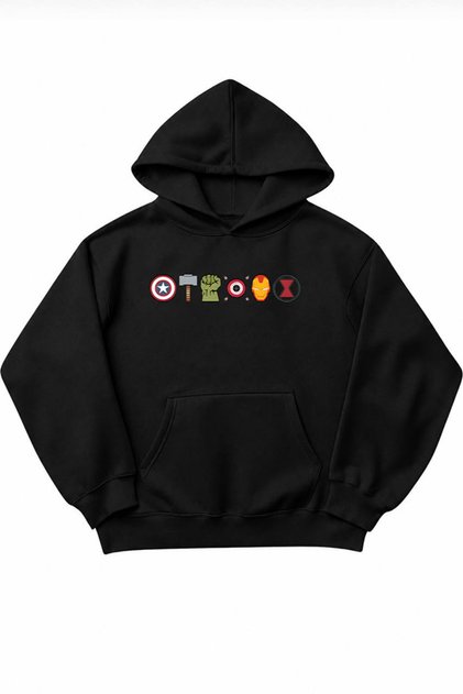 Avengers Printed Oversize Hoodie Hooded Sweatshirt