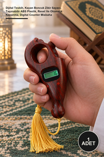 1 Piece Digital Zikirmatik Model – Digital Prayer Beads, Sliding Bead Zikir Counter, Portable Abs Plastic, Reset and Automatic Shut-Off, Digital Counter Misbaha