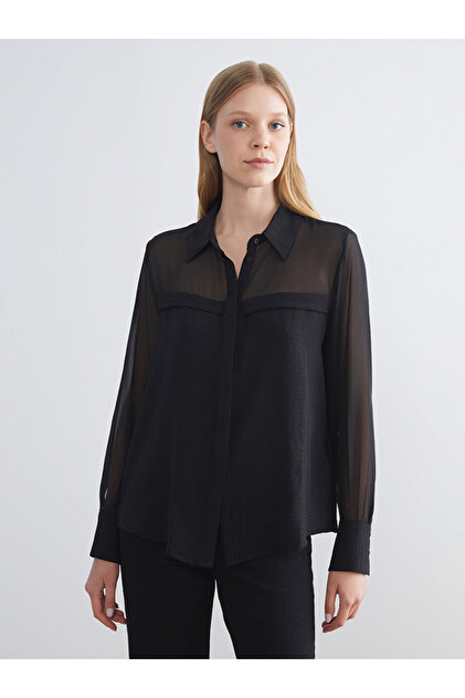 Transparent Detailed Women's Shirt