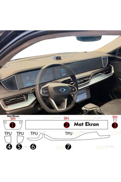 Togg T10F Compatible Mat Instrument and Passenger Information Display, Internal Central Control Display, Camera, Front Console K