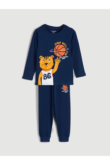 Crew Neck Printed Boys' Pajama Set