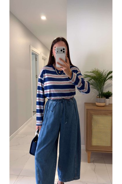 Elsra Blue Striped Sweatshirt