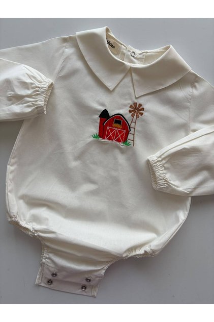 Handmade 100% Cotton Farm Concept Embroidered Baby Boy Shirt