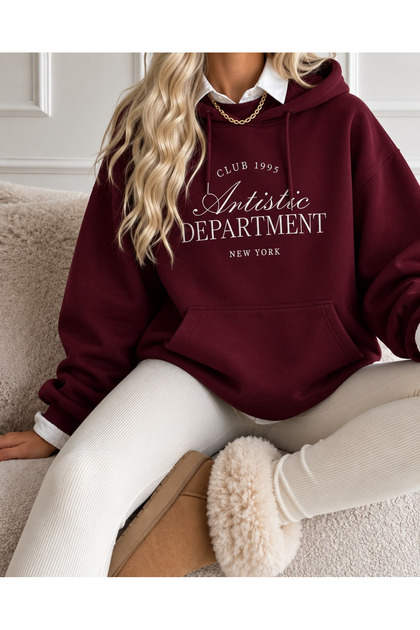 Women's 3 Thread Yarn Printed Oversize Hoodie – Hooded with Kangaroo Pocket