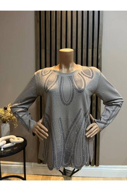 Women's Middle Age and Above Laser Cut Aden Shiny Winter Mother's Cotton Dress