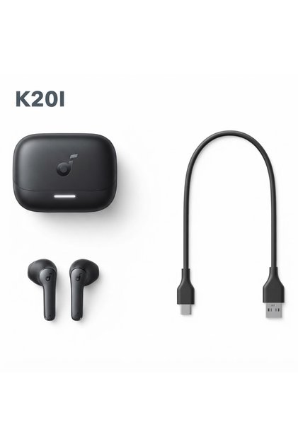 سماعة Soundcore K20i من Anker، سماعات أذن شبه داخلية، بلوتوث لاسلكية، وقت تشغيل 36 ساعة، شحن اللون الاسود