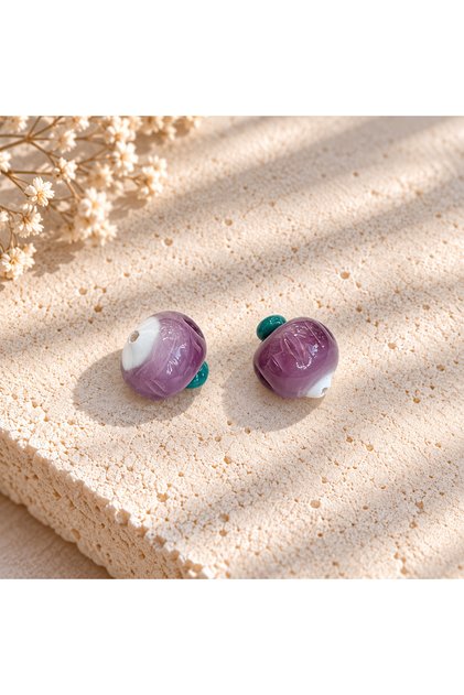 Handmade Murano Purple Onion Beads (2 Pieces)