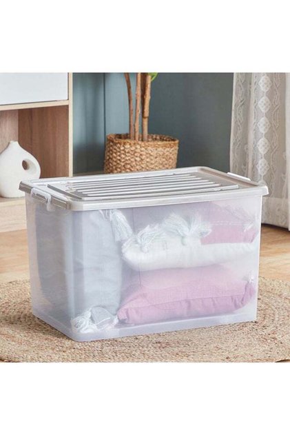 Juana Multipurpose Transparent Storage Box With Wheels And Lockable Lid 94 L