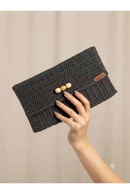 El Örgüsü Clutch Hasır Çanta